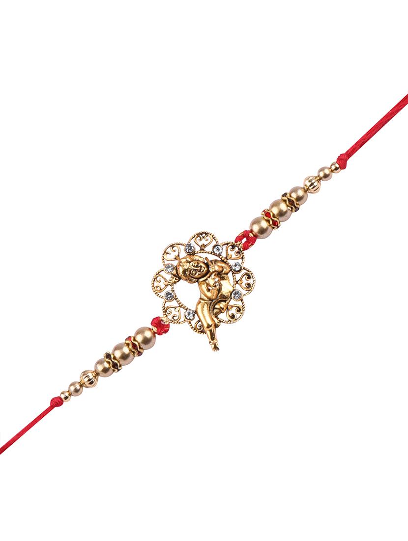 set of 2 thread rakhi with roli chawal and greeting card - 17909883 - Standard Image - 3