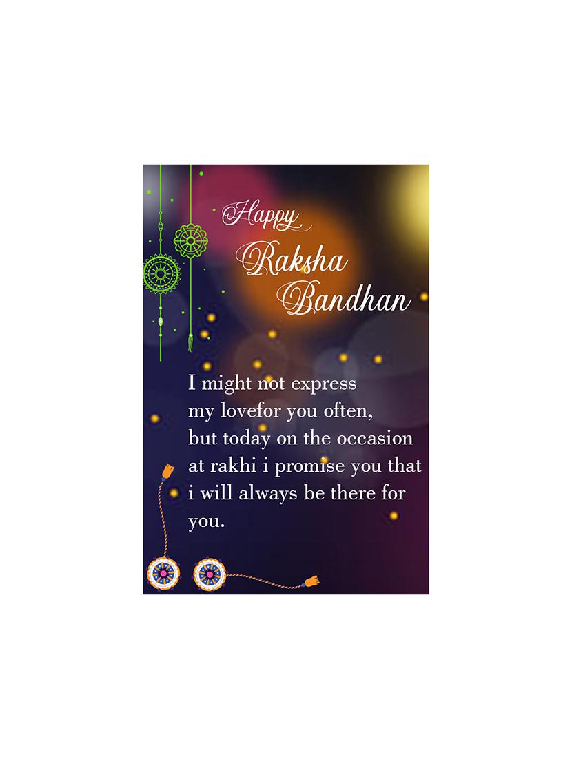 set of 2 thread rakhi with roli chawal and greeting card - 17909883 - Zoom Image - 5