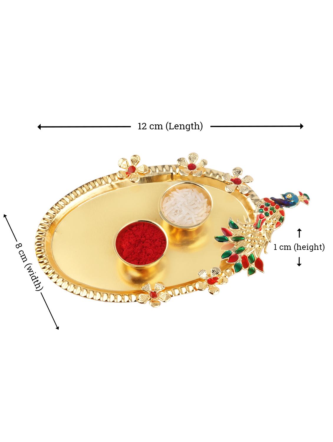 pack of 2 rakhi set with roli chawal, greeting card and kankawati pooja thali - 17910165 - Standard Image - 5