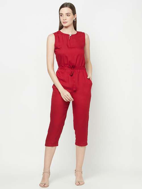tie front solid jumpsuit  - 17925252 - Very Small Image - 1