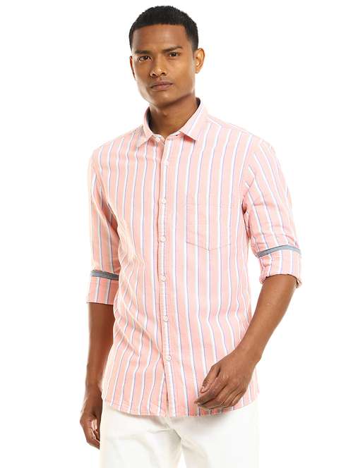 pink striped casual shirt - 17936439 - Very Small Image - 1