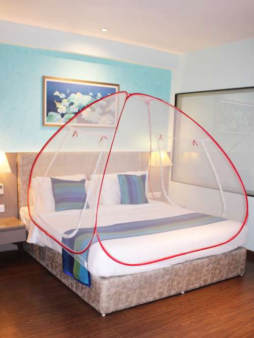 red  mosquito net foldable double bed net king size - 17969855 - Very Small Image - 1