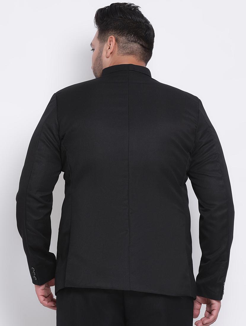 black solid bandhgala blazer - 17975815 - Zoom Image - 2