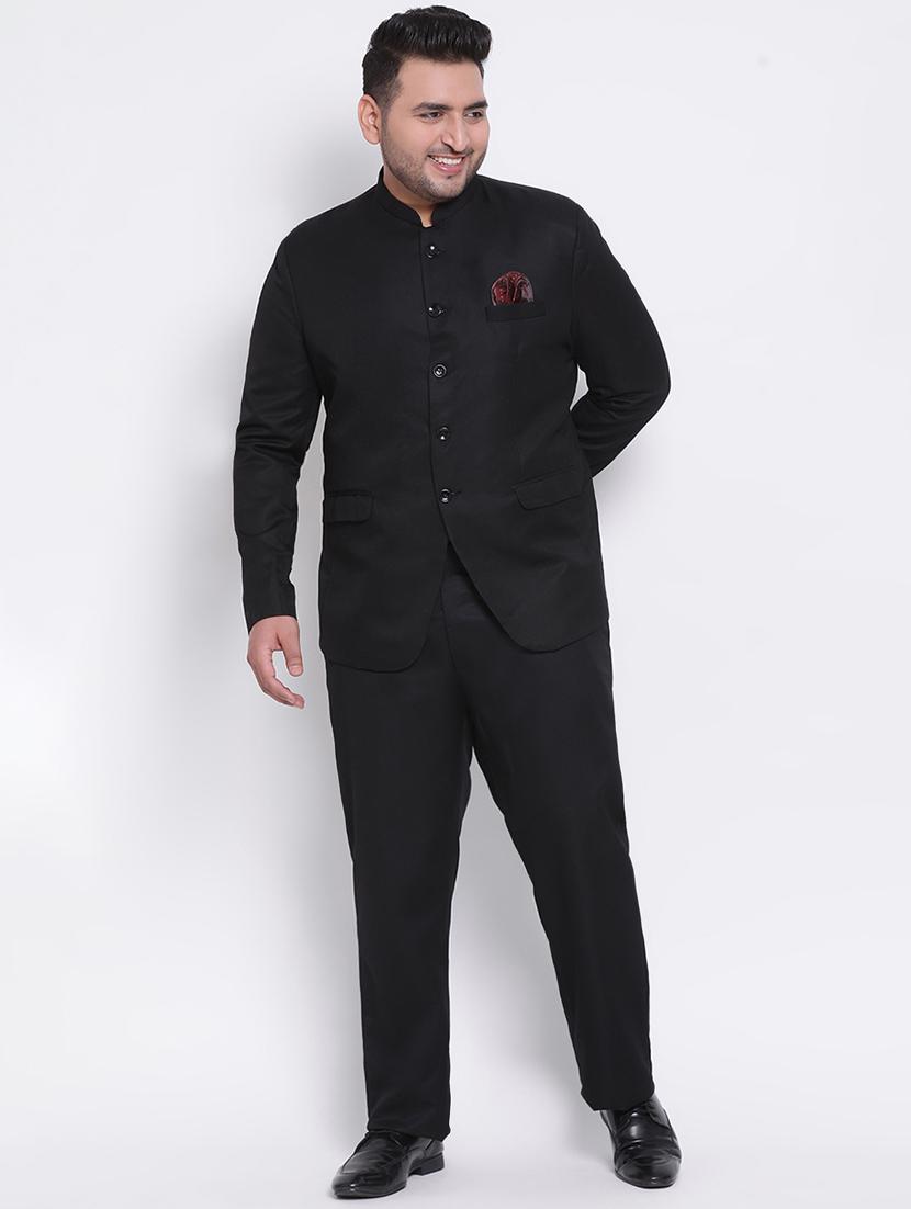 black solid bandhgala blazer - 17975815 - Zoom Image - 3