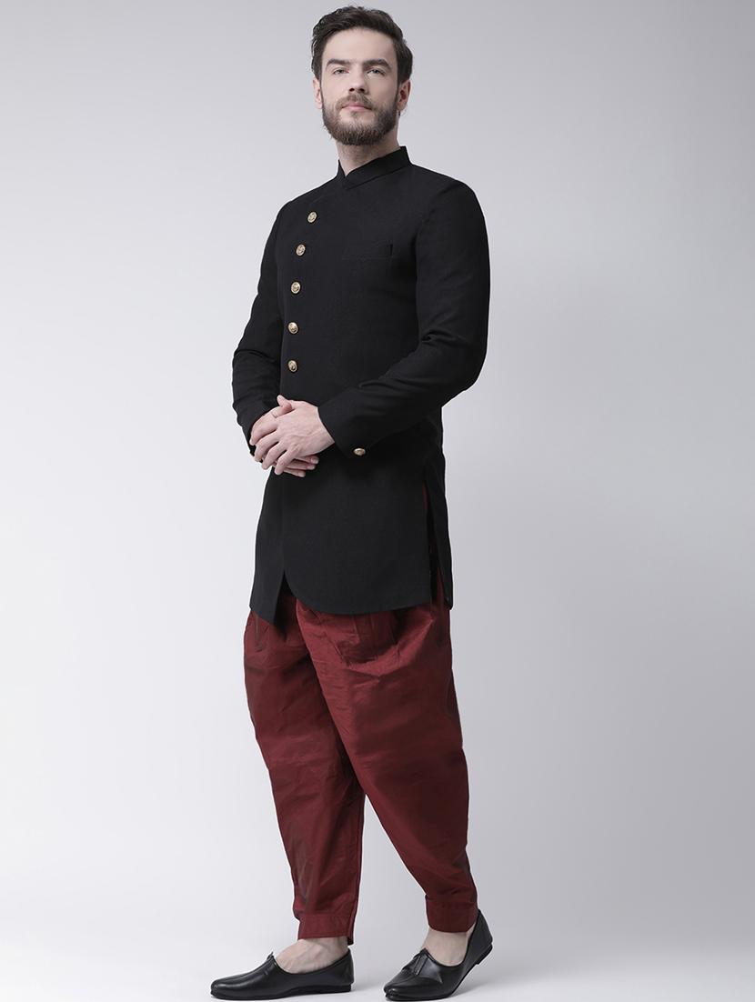 black solid sherwani set - 17976371 - Zoom Image - 2