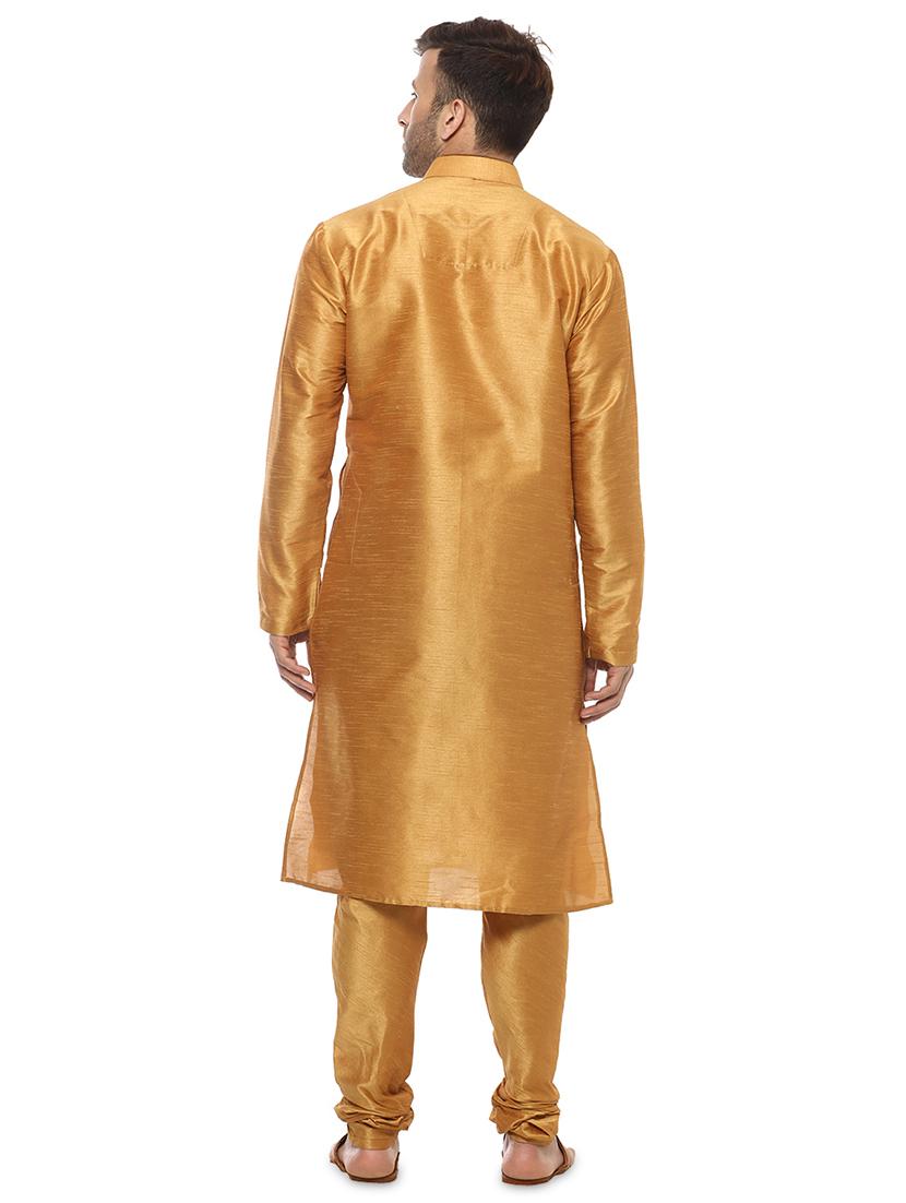 yellow solid kurta pyjama ethnic wear set - 17976456 - Standard Image - 2