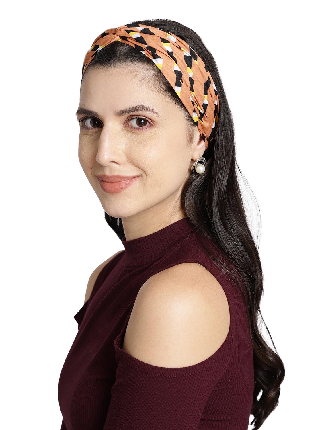 tan printed viscose knot design headband - 17987283 - Standard Image - 2