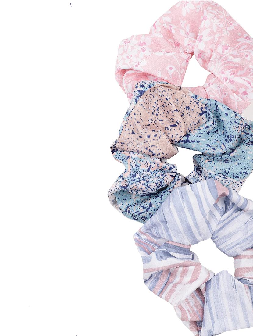set of 3 multi-color printed viscose scrunchies - 17987299 - Standard Image - 5