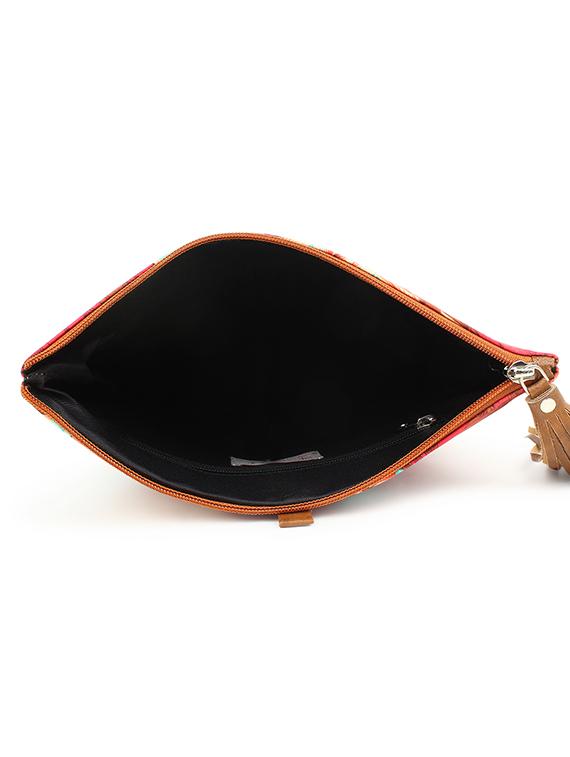 red leatherette (pu) fold over clutch - 18012314 - Standard Image - 2
