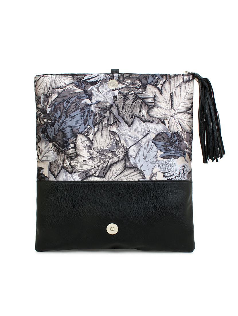 grey leatherette (pu) fold over clutch - 18012317 - Zoom Image - 5