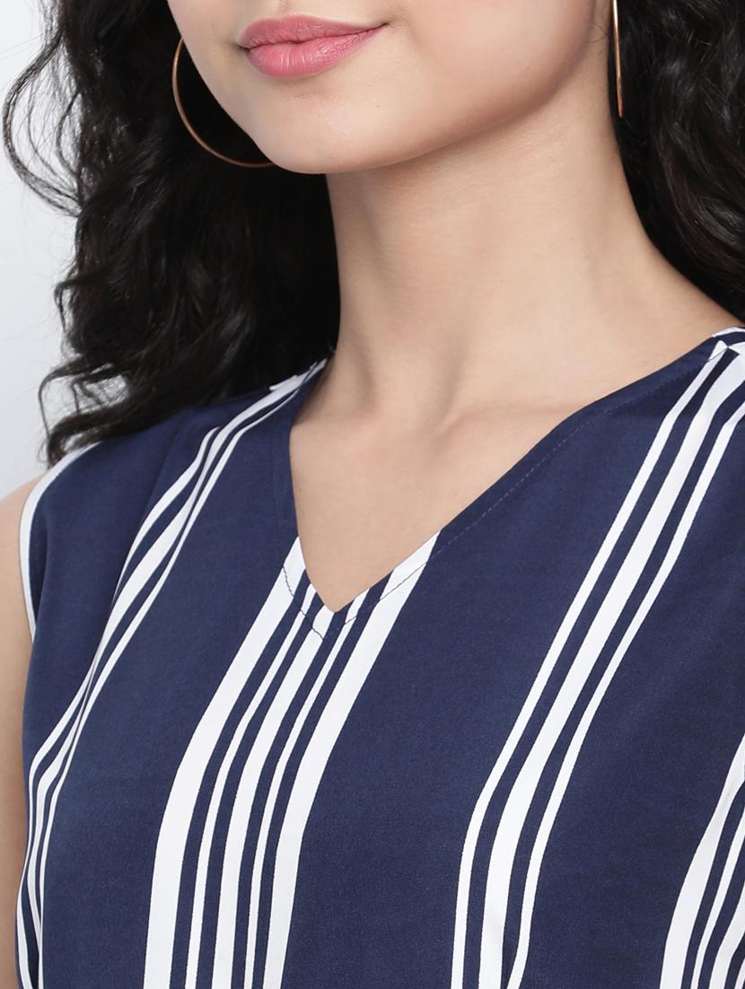 tie front striped full leg jumpsuit - 18014705 - Zoom Image - 4