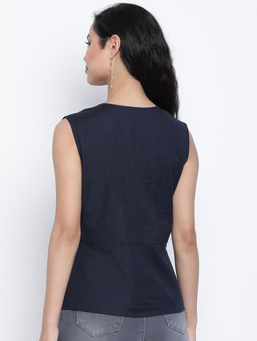 women's straight overlap neck top - 18014735 - Standard Image - 2