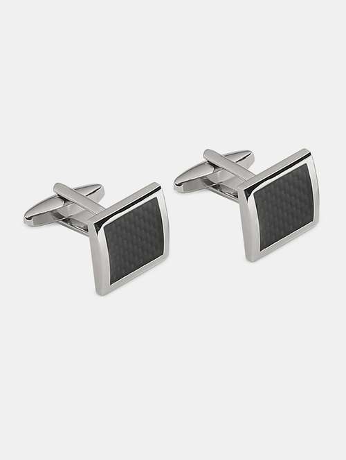 silver and black metal cufflink - 18020544 - Very Small Image - 1