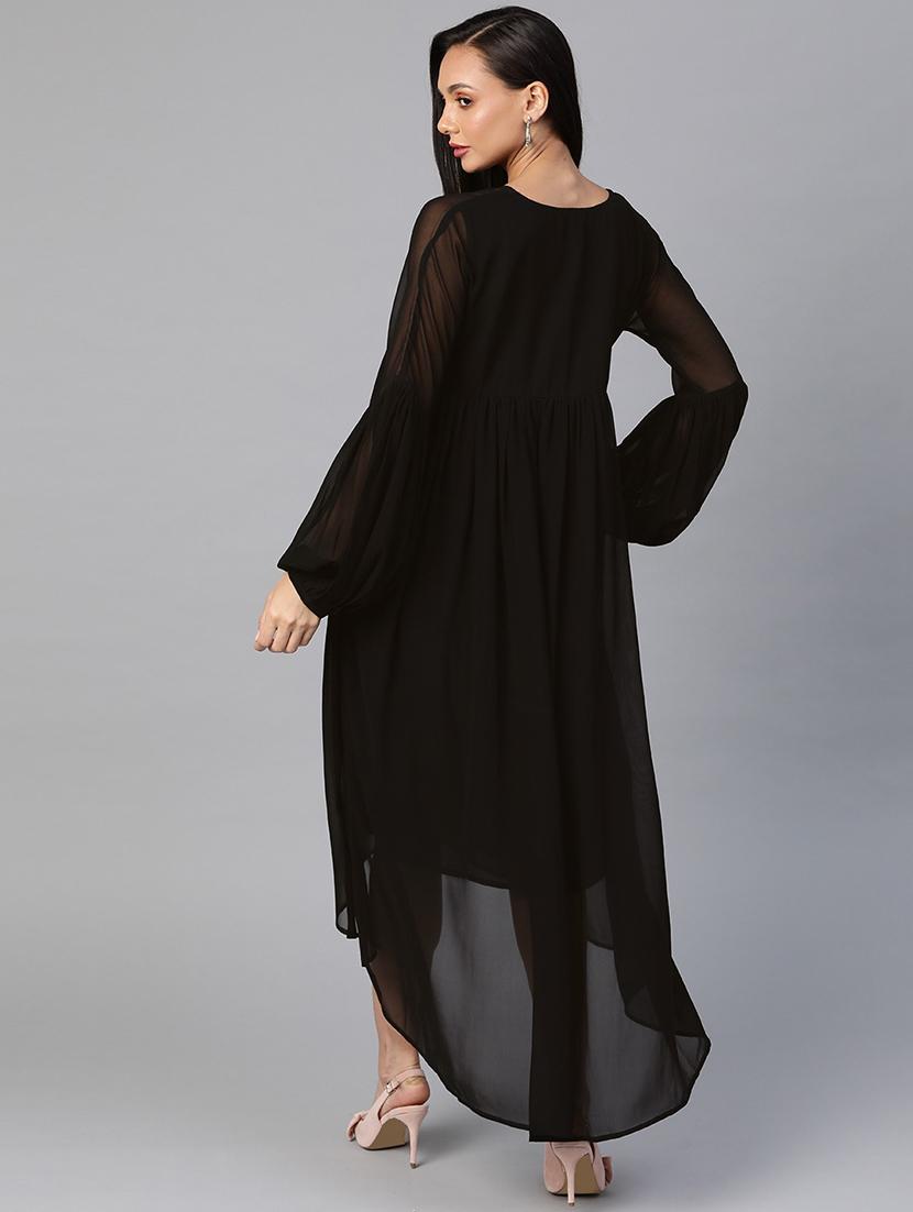 women's high low solid dress - 18024256 - Standard Image - 2