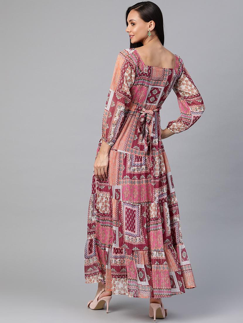 women's printed tiered dress - 18024265 - Standard Image - 2