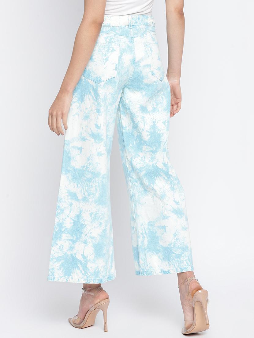 women white tie & dye mid rise wide leg trouser - 18029095 - Zoom Image - 2