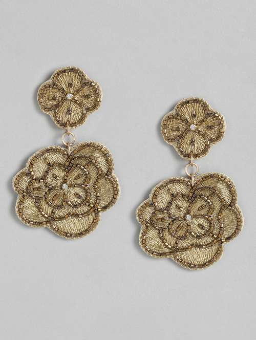 Gold Metal Drop Earring - 18030206 - Very Small Image - 1