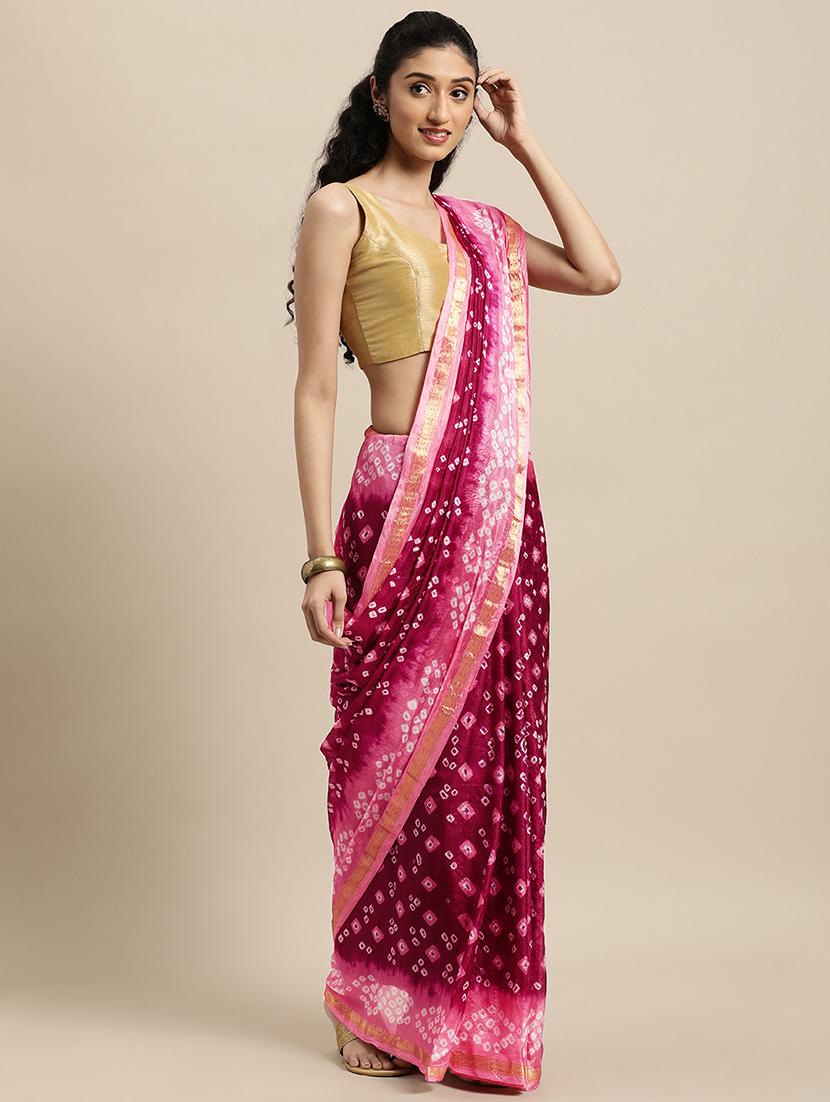 women's printed maroon colored saree - 18044144 - Zoom Image - 0