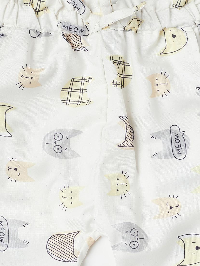 white printed casual trouser - 18047671 - Standard Image - 2