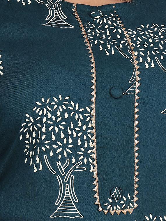 blue rayon kurta pant set - 18049790 - Standard Image - 3