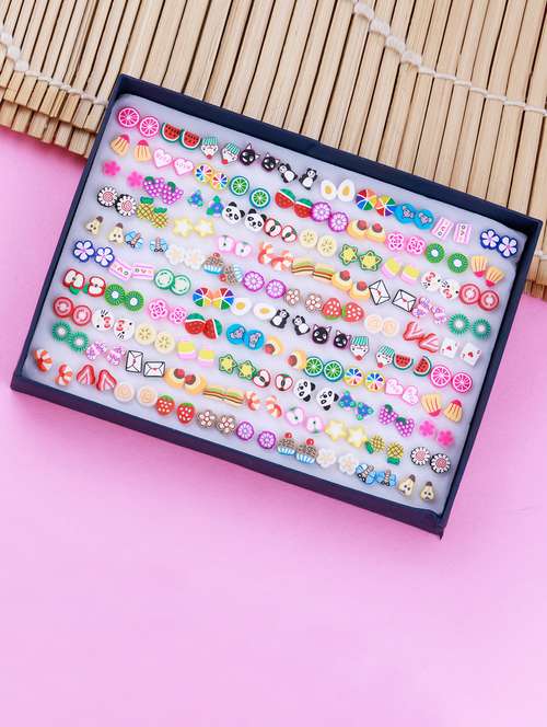 multi colored brass studs earring - 18053575 - Very Small Image - 1