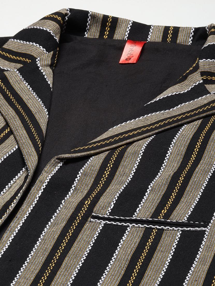 black cotton casual blazer - 18067006 - Standard Image - 4