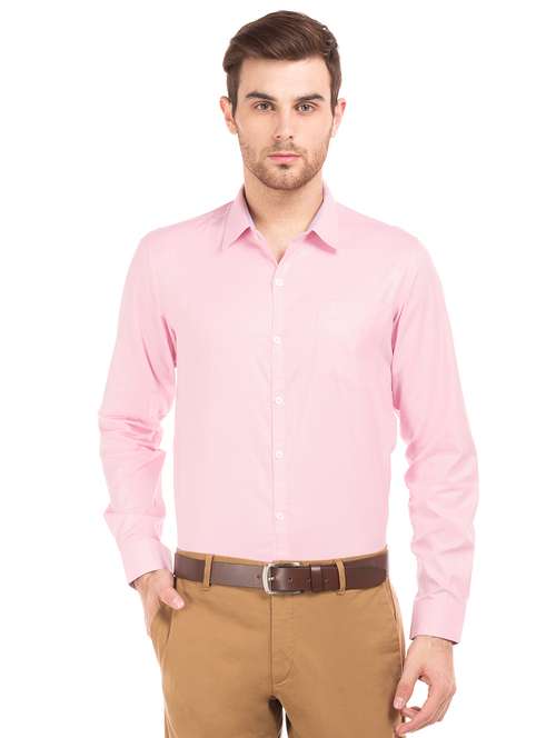 pink solid formal shirt - 18069207 - Very Small Image - 1