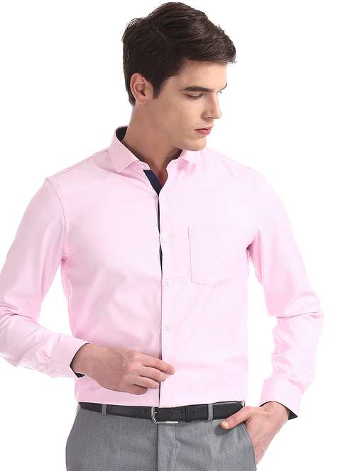 pink solid formal shirt - 18069306 - Very Small Image - 1
