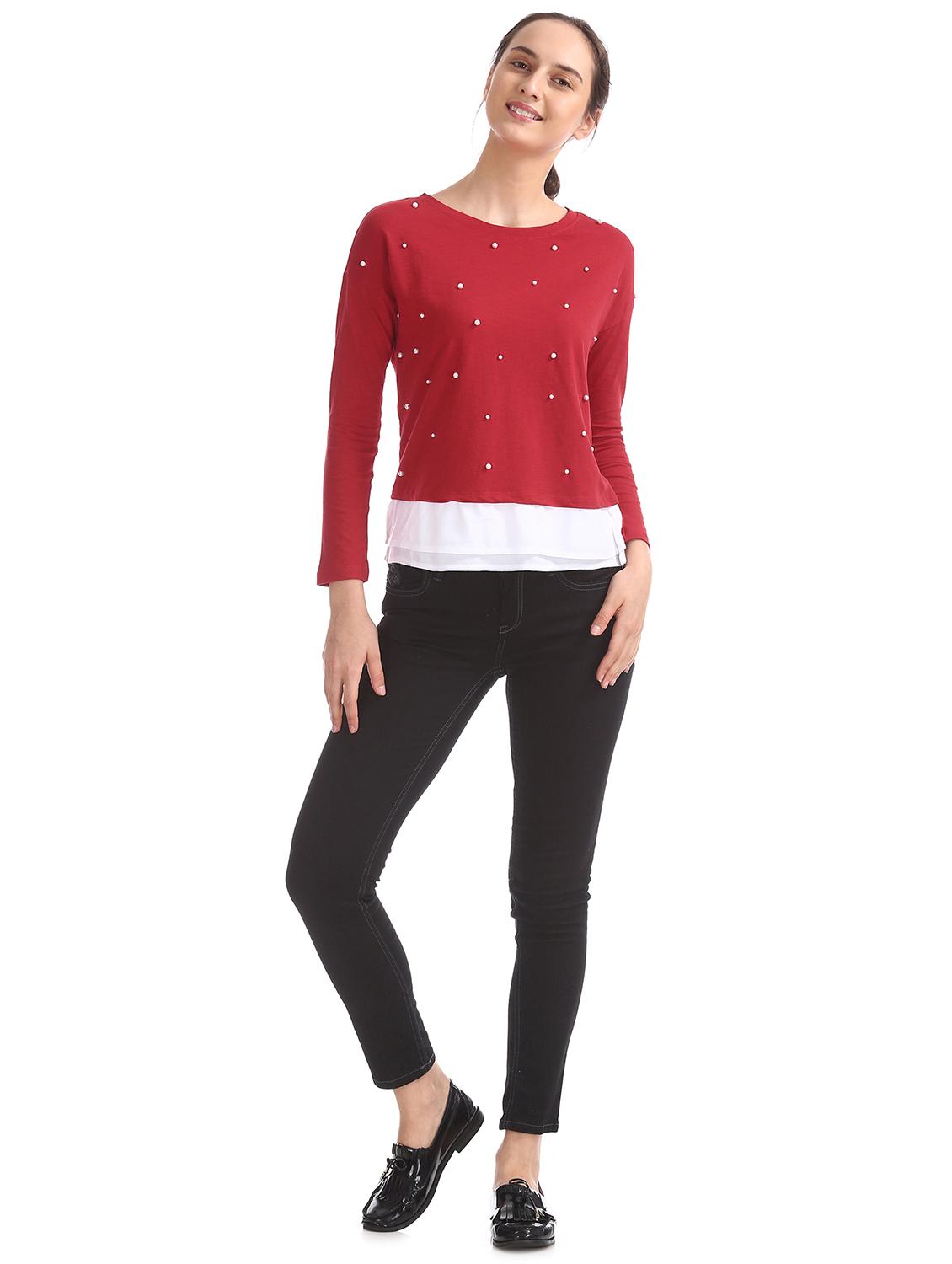 women's straight round neck top - 18069660 - Standard Image - 3