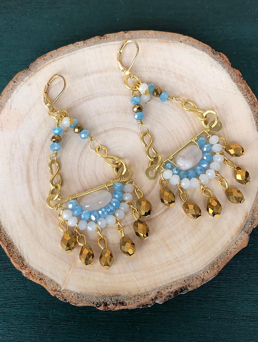 multi brass drop earring - 18077152 - Zoom Image - 2