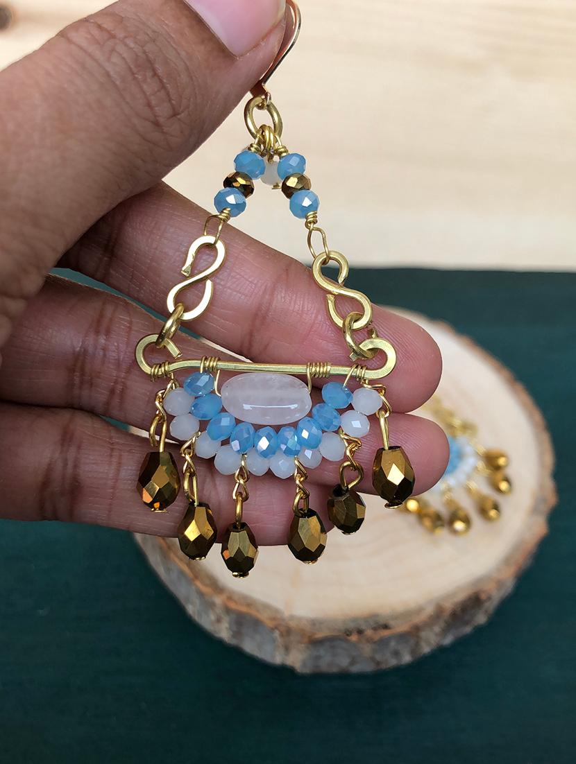 multi brass drop earring - 18077152 - Standard Image - 3