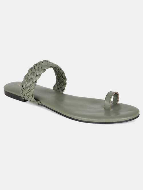 green pu slip on sandals - 18083706 - Very Small Image - 1