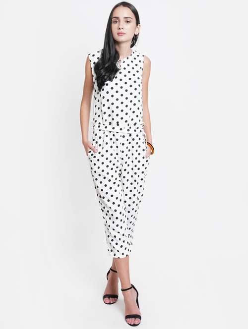 tie front polka dot jumpsuit - 18113047 - Very Small Image - 1