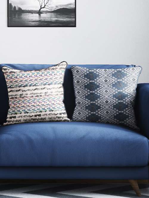 bianca tweed handloom luxury cushion cover with rich-texture [zipper closing on back] -2pc 16 x16 set - 18140840 - Very Small Image - 1