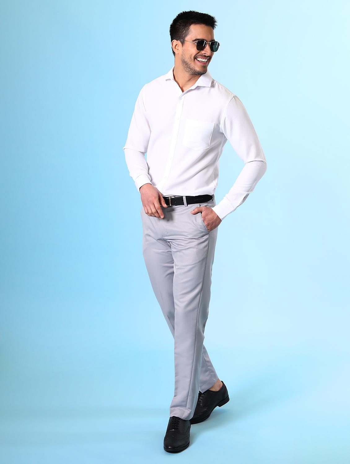 grey flat front solid formal trouser - 18182081 - Zoom Image - 3