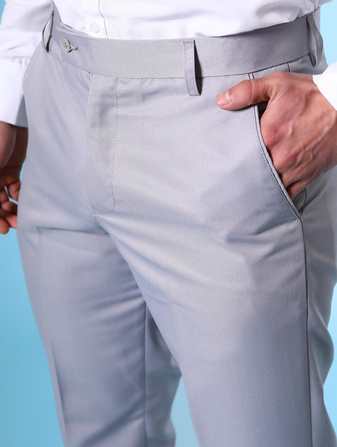 grey flat front solid formal trouser - 18182081 - Standard Image - 5