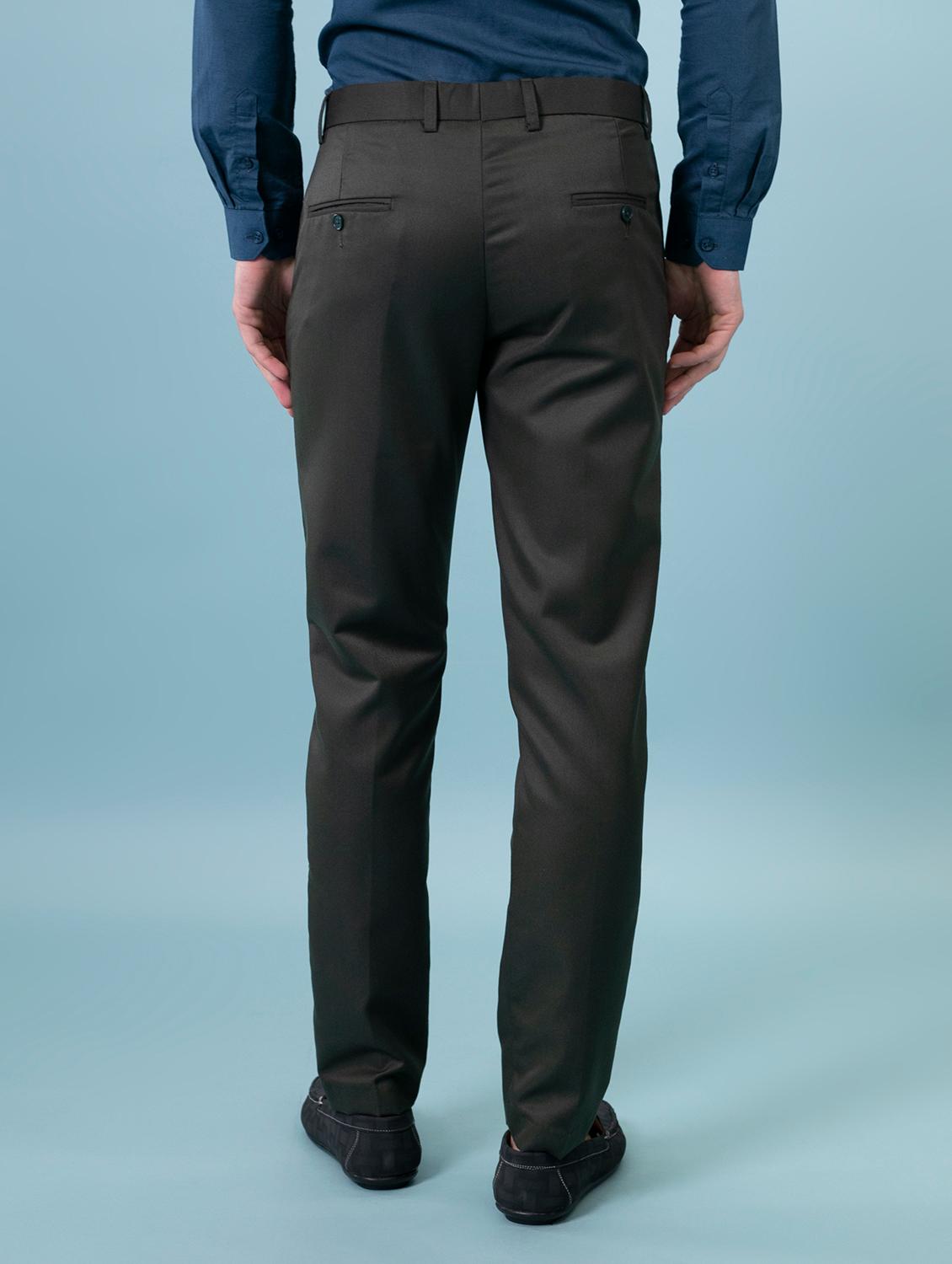 olive green solid formal trouser - 18182088 - Zoom Image - 2