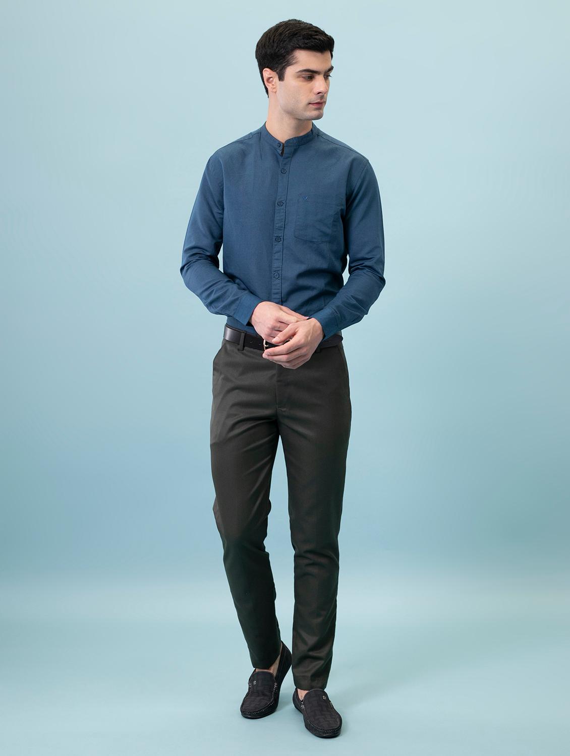 olive green solid formal trouser - 18182088 - Zoom Image - 3