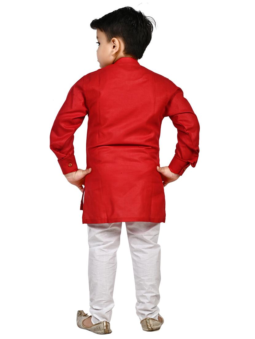 red solid kurta set - 18184585 - Zoom Image - 3