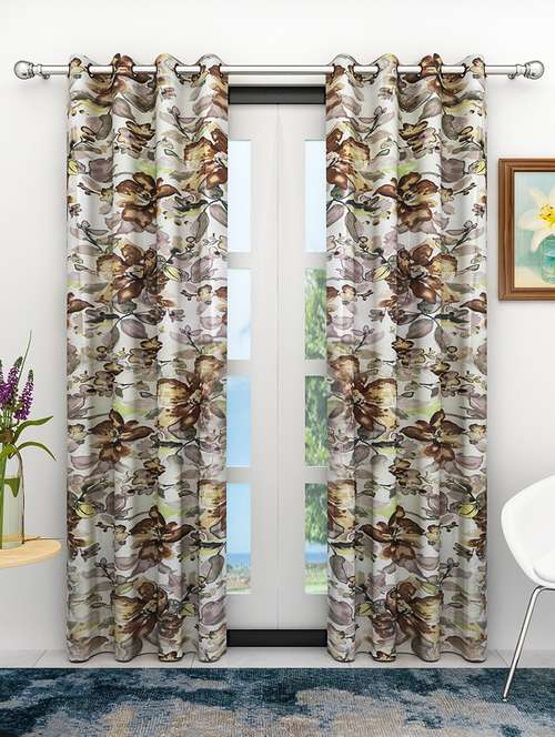 athom living eazy home premium polyester designer floral  door curtain 7ft pack of 2 - 18187501 - Very Small Image - 1