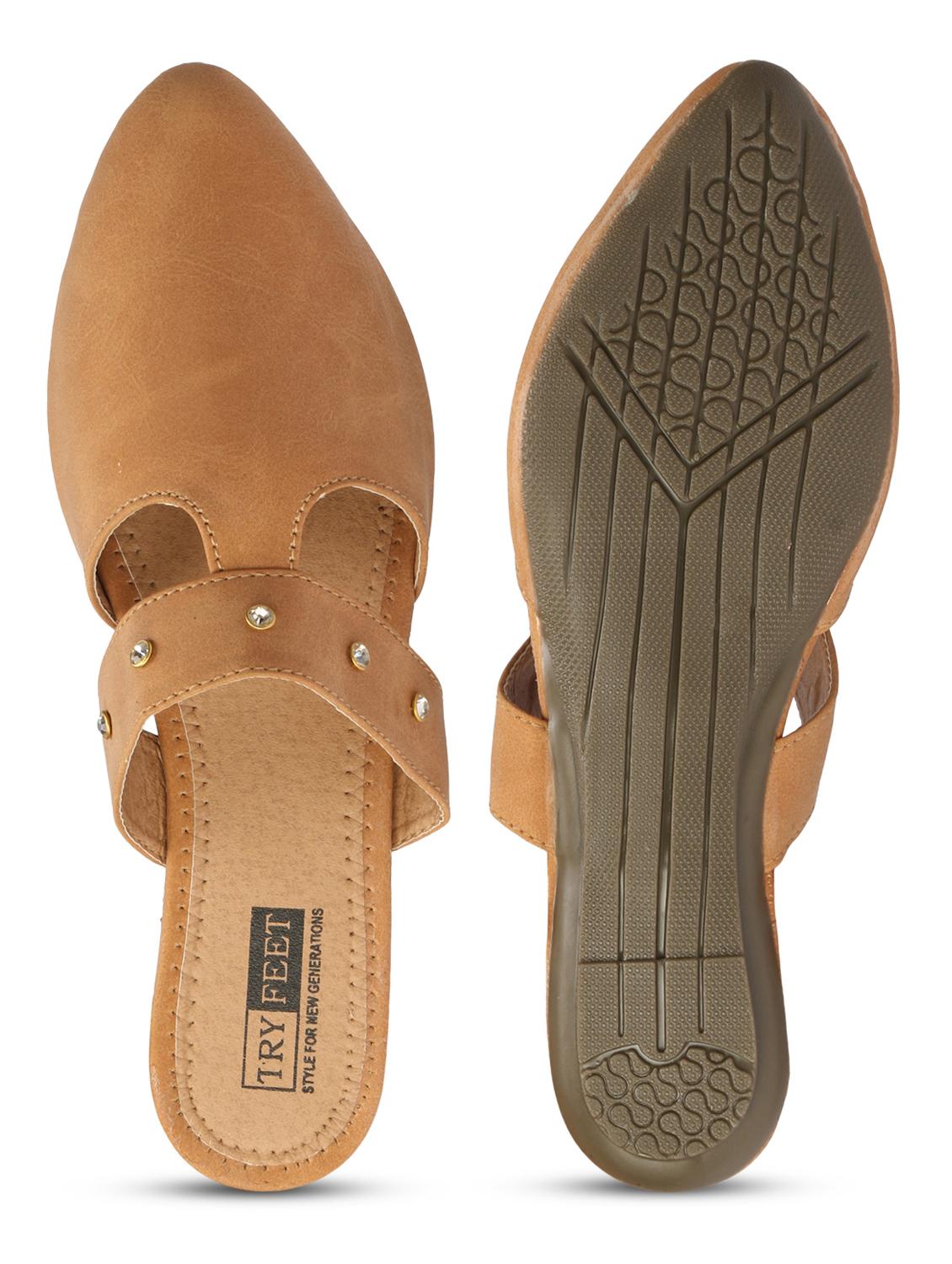 tan faux leather mules sandals - 18193125 - Zoom Image - 5