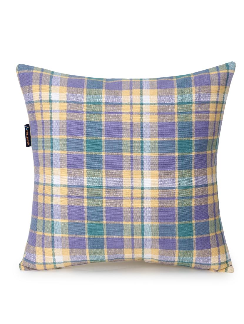 mezposh maverick beige & multi color cotton checkered seating cushion covers (18x18 inch) set of 2 - 18207941 - Standard Image - 2