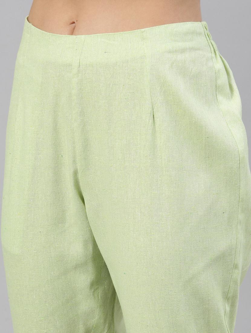 green cotton kurta pant set - 18211143 - Standard Image - 3