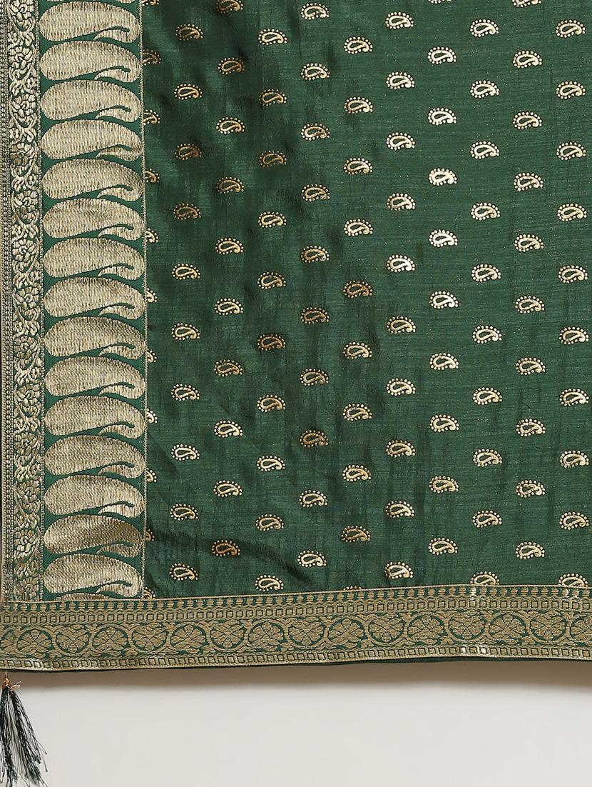 women paisley bordered saree with blouse - 18213016 - Standard Image - 4