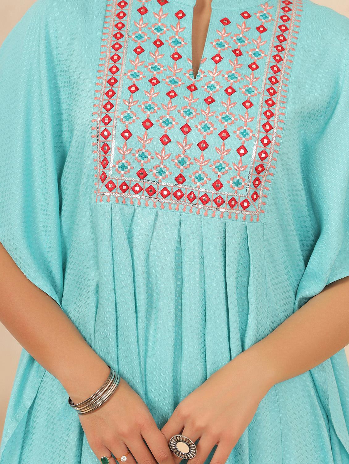 light blue rayon tunics kaftan - 18215757 - Standard Image - 3