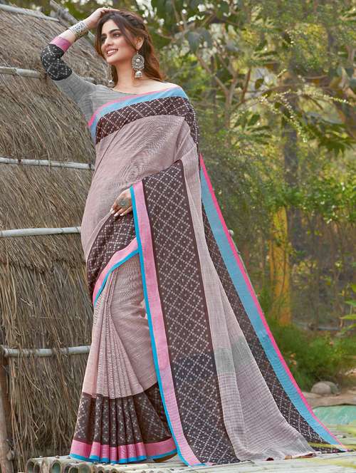 women's self design brown colored saree - 18217370 - Very Small Image - 1