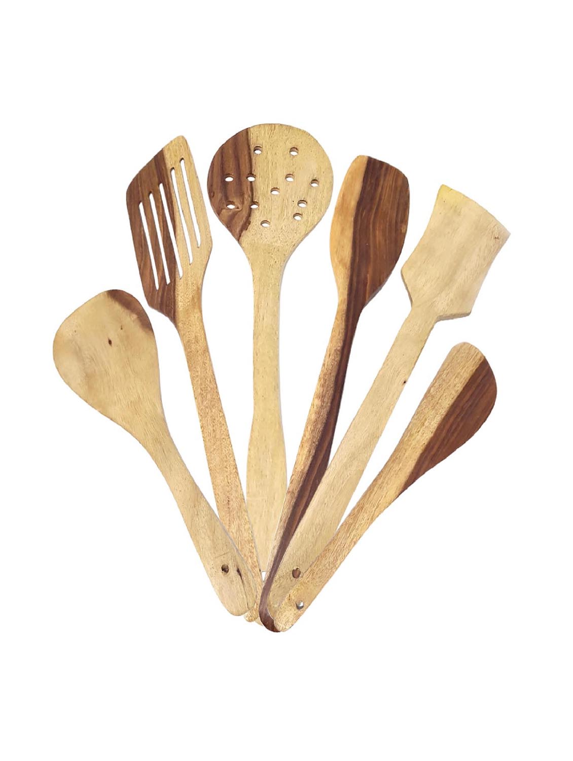 buzykart® wooden ladle set of 6 + 1chakla + 1belan + mortar & petle set - 18218982 - Zoom Image - 2