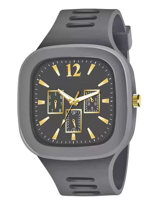 lorenz stylish square grey dial smooth silicon strap addi stylish designer analog watch- grey | mk-402r - 18227665 - Very Small Image - 1