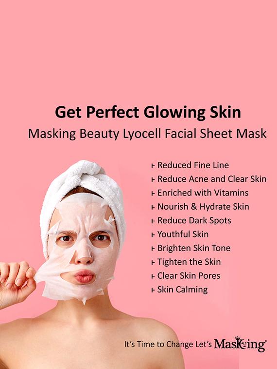 masking beauty facial sheet mask for skin glowing for women and men 20ml each combo pack of 12 - 18234505 - Zoom Image - 3