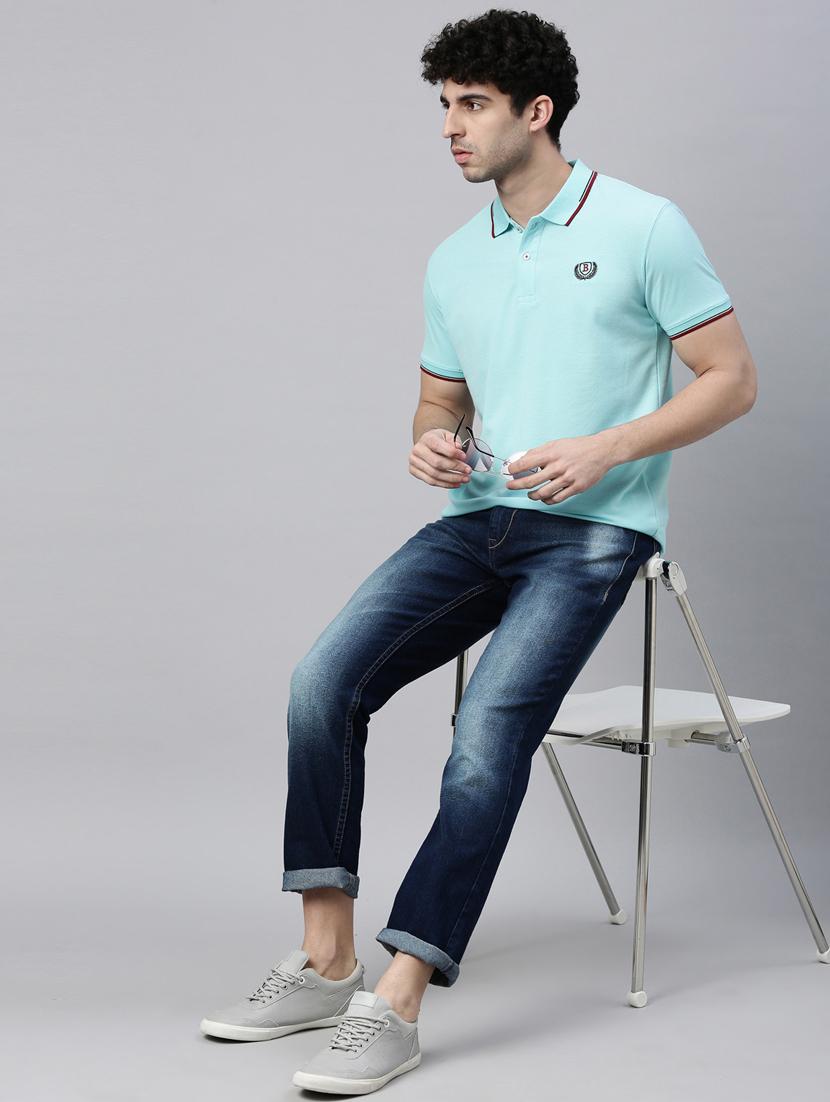 light blue solid polo t-shirt - 18235237 - Standard Image - 2